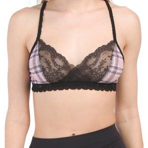 NWT Hanky Panky | Clueless Pink Black Plaid Lace Bralette 32A 32B 32C XS